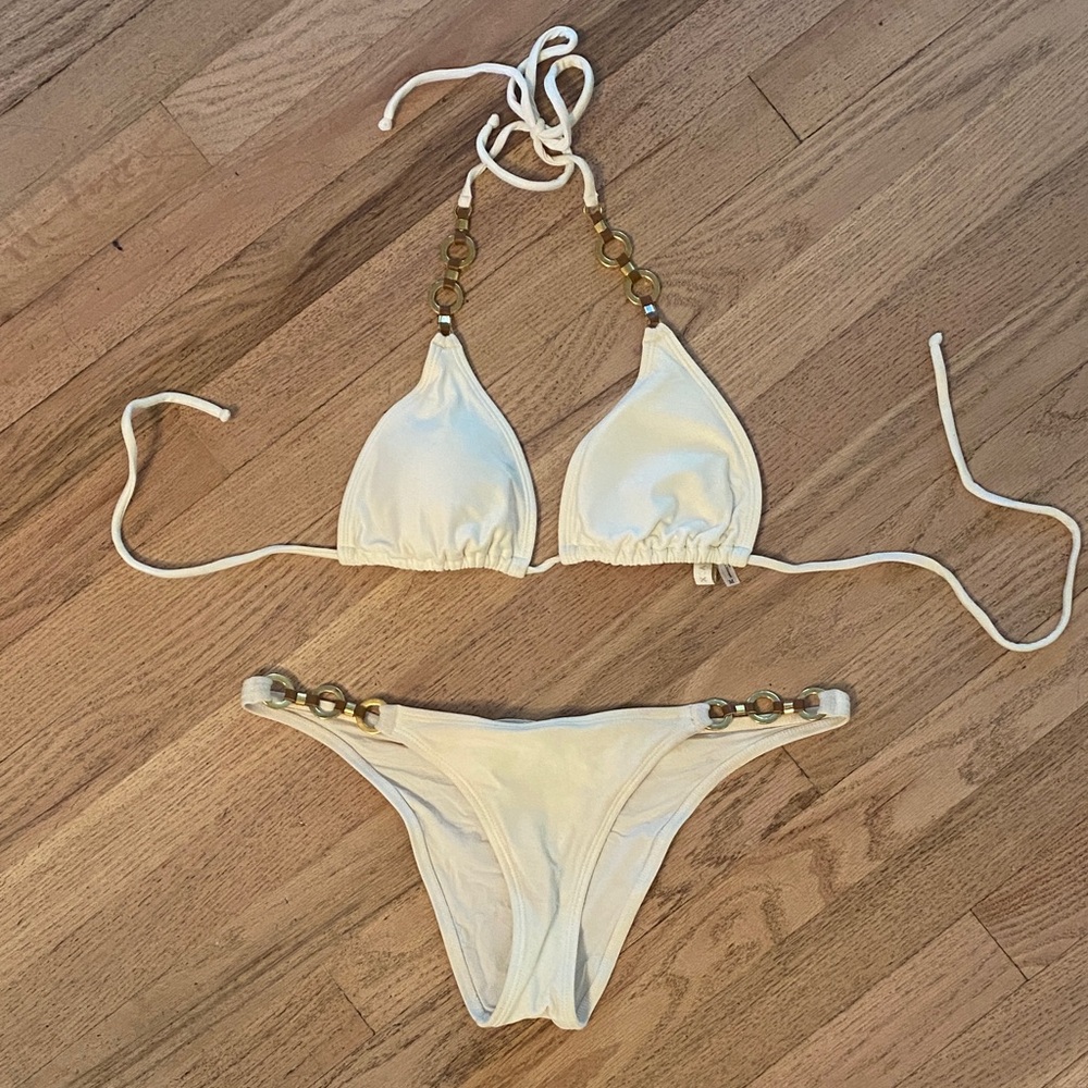 Vix White Bikini with Gold Accents